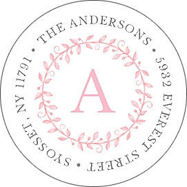 Pink Painted Precious Round Address Labels
